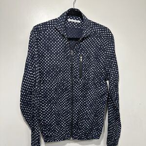 Daniele Alessandrini Navy Speckled Linen Zip Up Jacket Women’s Medium M
